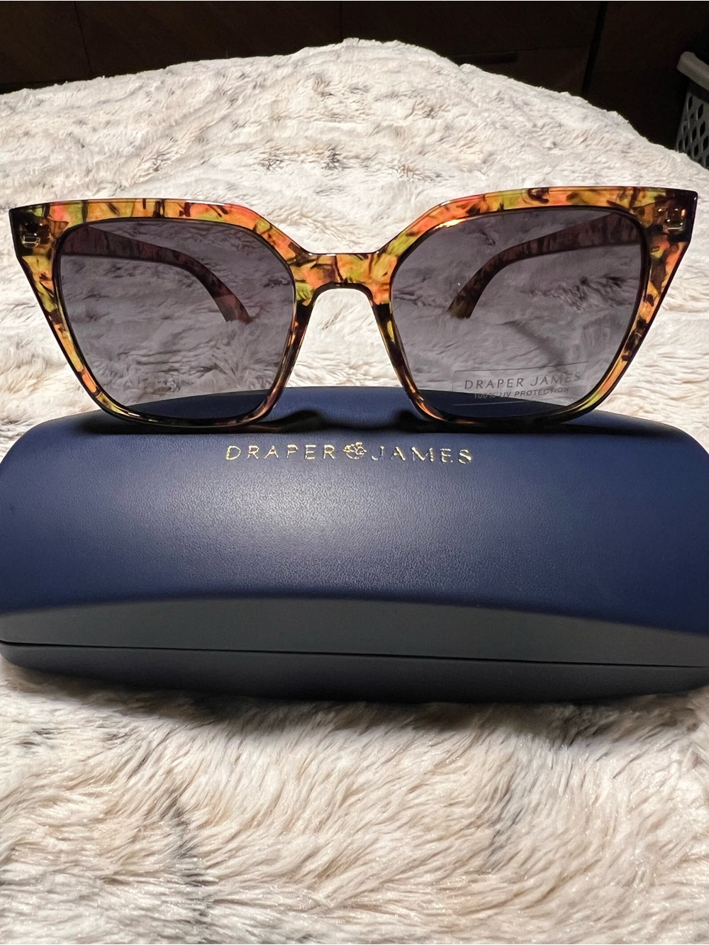 Draper James Yellow Orange Brown Tortoiseshell Cat-Eye Sunglasses